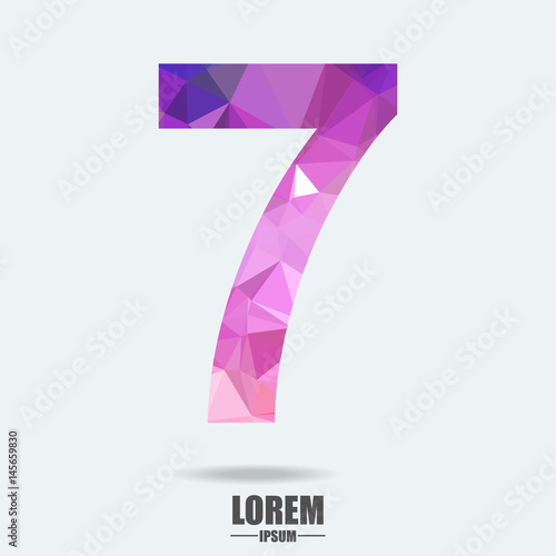 Abstract trend polygon letter 7 logo design template. Art tech media app creative sign. Colorful vector symbol icon. Bright alphabet font.