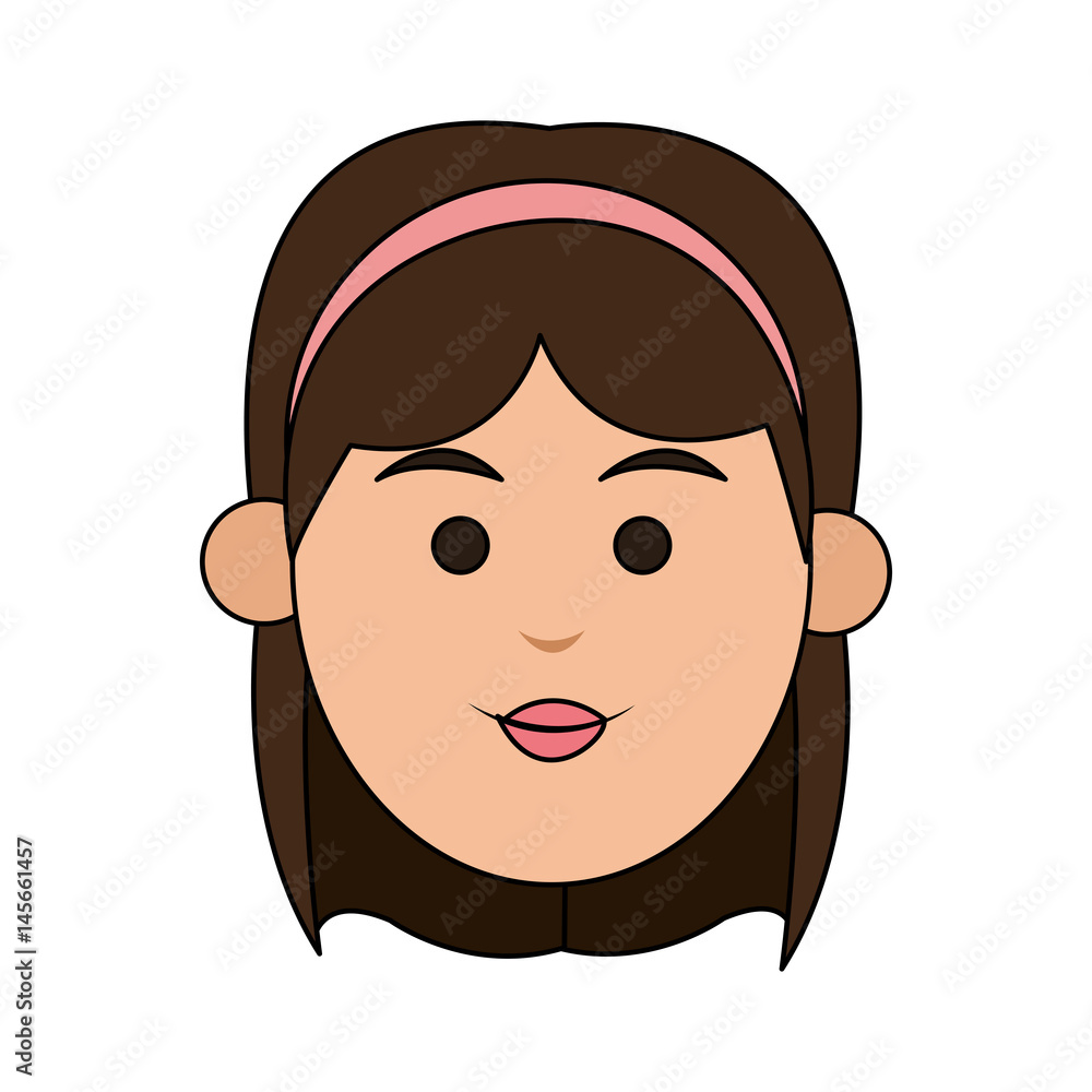 young woman with short hair and headband icon image vector illustration design 