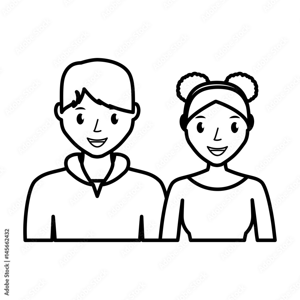 happy couple of man and woman, cartoon icon over white background. vector illustration happy couple of man and woman, cartoon icon over white background. vector illustration