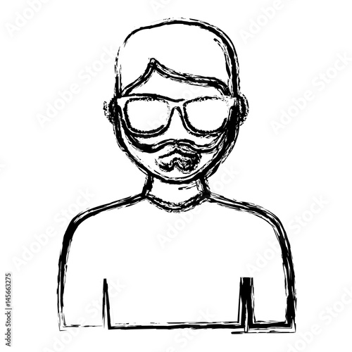 hipster man with glasses icon over white background. vector illustration