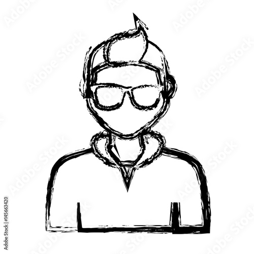 hipster man with glasses icon over white background. vector illustration