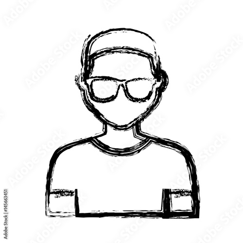 hipster man with glasses icon over white background. vector illustration