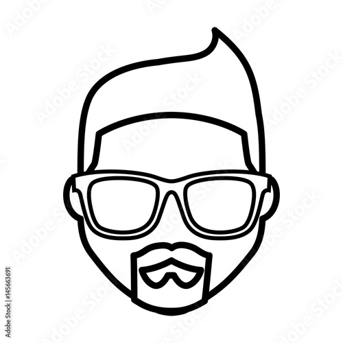 hipster man with glasses and beard icon over white background. vector illustration