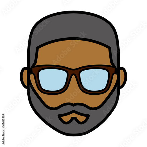 hipster man with glasses and beard icon over white background. colorful design. vector illustration