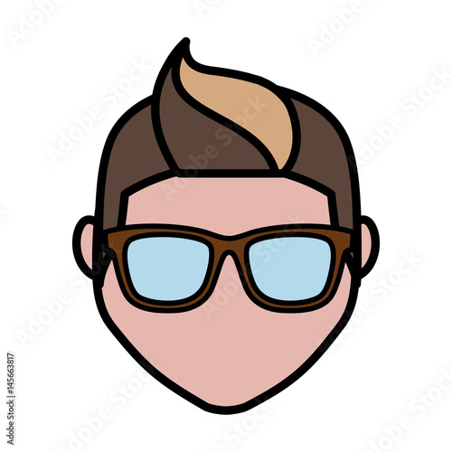 hipster man with glasses icon over white background. colorful design. vector illustration
