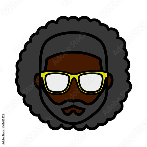 hipster man with glasses and beard icon over white background. colorful design. vector illustration