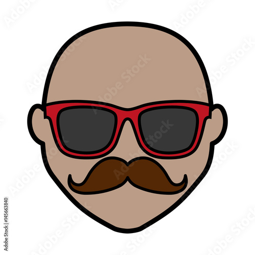 hipster man with mustache and glasses icon over white background. colorful design. vector illustration