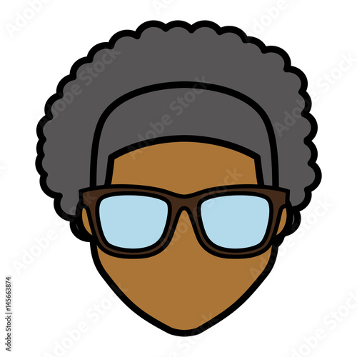 hipster man with glasses icon over white background. colorful design. vector illustration
