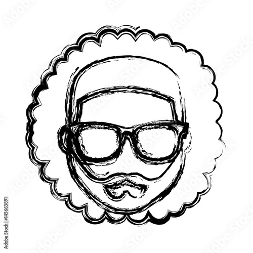 hipster man with glasses icon over white background. colorful design. vector illustration