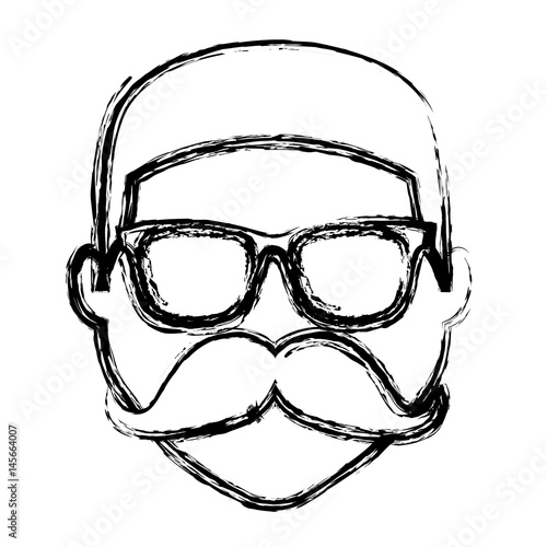 hipster man with mustache and glasses icon over white background. vector illustration