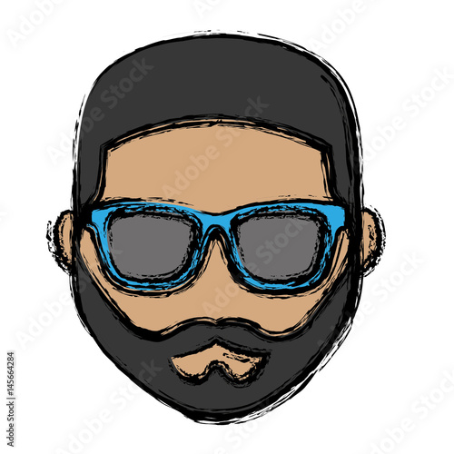 hipster man with glasses and beard icon over white background. colorful design. vector illustration
