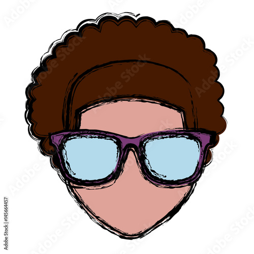 hipster man with glasses icon over white background. colorful design. vector illustration
