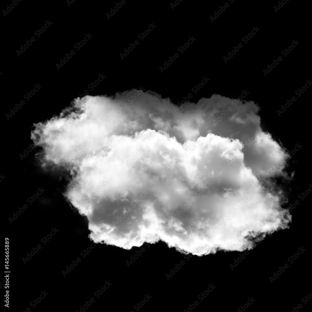 Soft white cloud shape isolated over black background Soft white cloud shape isolated over black background