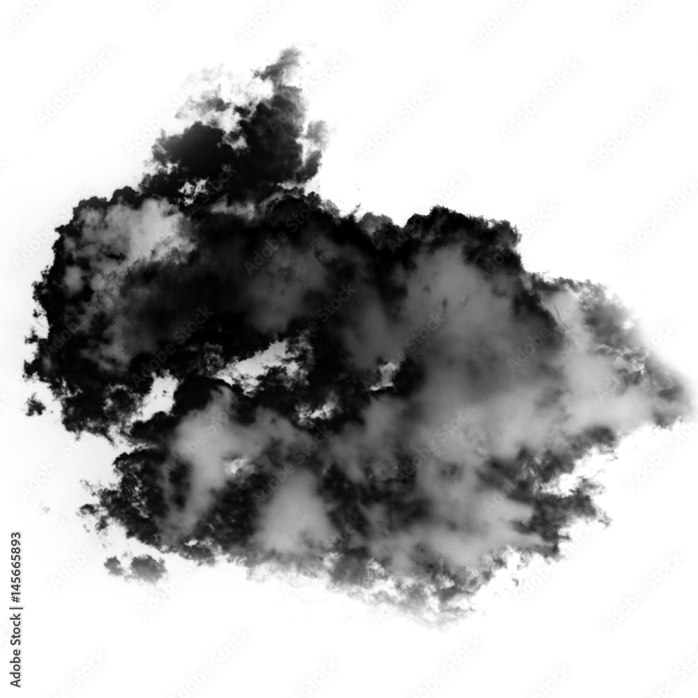 Smoke cloud shape isolated over solid white background