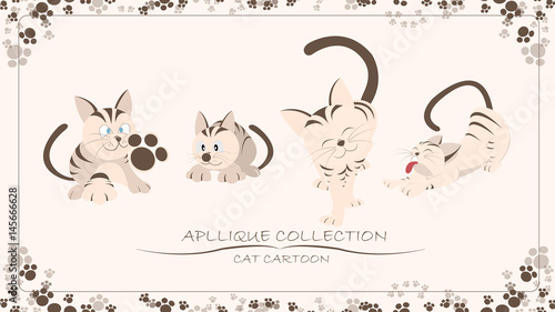 Applique collection, cat cartoon set