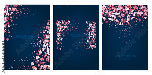 Vector illustration heart blue set design