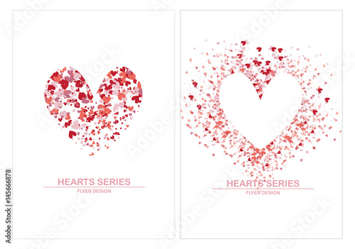 Vector illustration heart white background or flyer design set