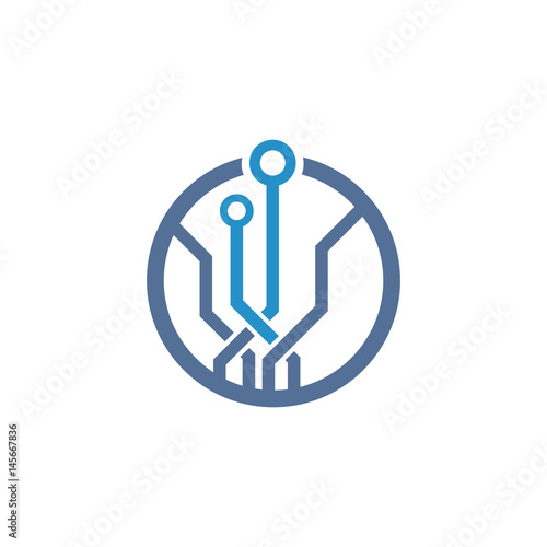 Circuit tech element. Electronics icon.