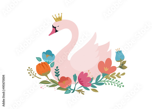 Swan lake  greeting card  poster and illustration
