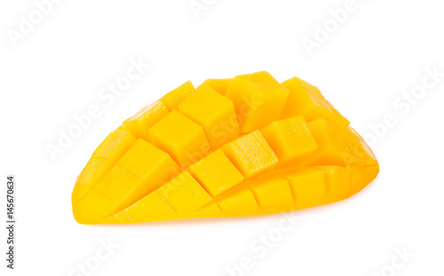 ripe mango slice isolated on white background, Barracuda mango, sweet mango Thai fruits.