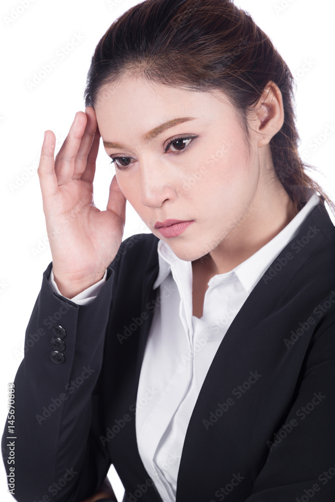 Worried business woman isolated on white Worried business woman isolated on white