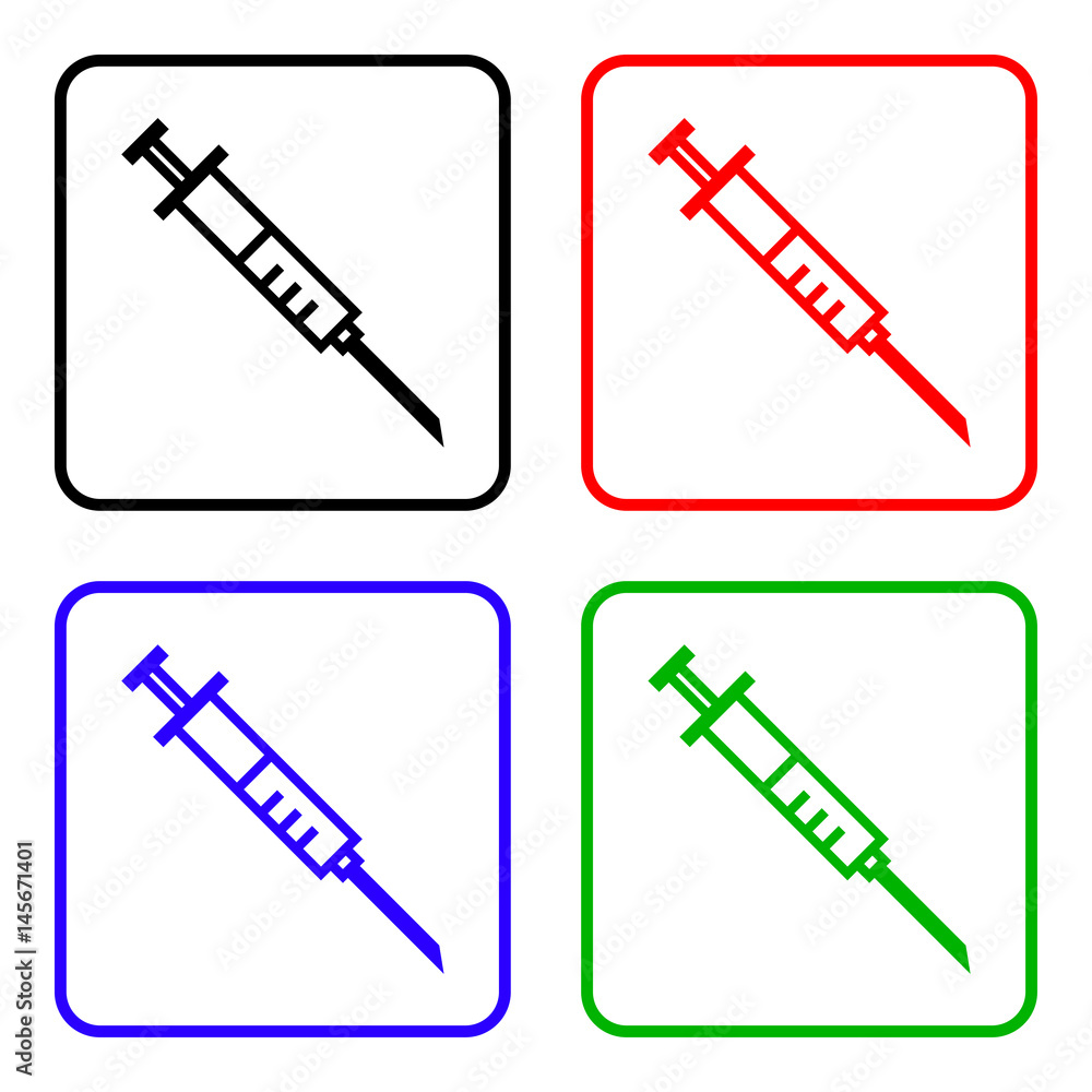 Medical syringe with vaccine - Vector icon set Medical syringe with vaccine - Vector icon set