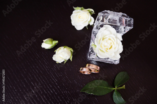  wedding rings. background rings with flowers