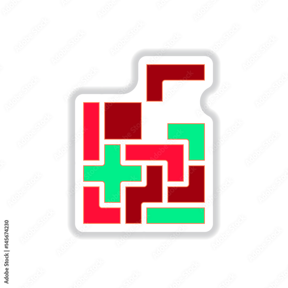 Vector illustration in paper sticker style Tetris pieces Vector illustration in paper sticker style Tetris pieces