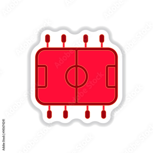 Vector illustration in paper sticker style Top View of Table Football