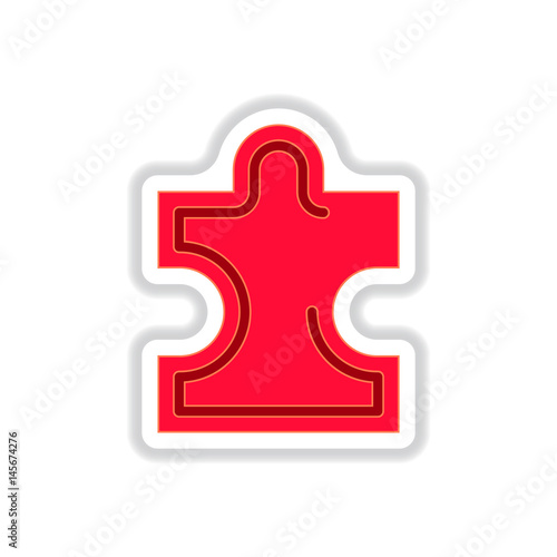 Vector illustration in paper sticker style Puzzle piece