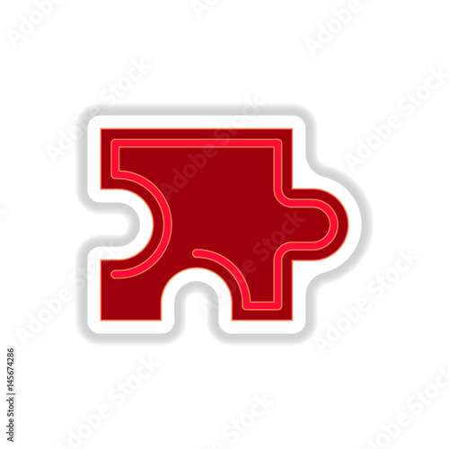 Vector illustration in paper sticker style Puzzle piece