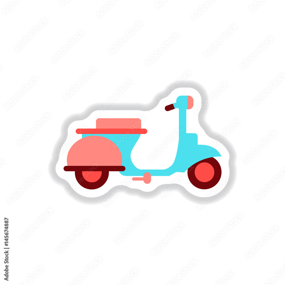 stylish icon in paper sticker style retro scooter stylish icon in paper sticker style retro scooter