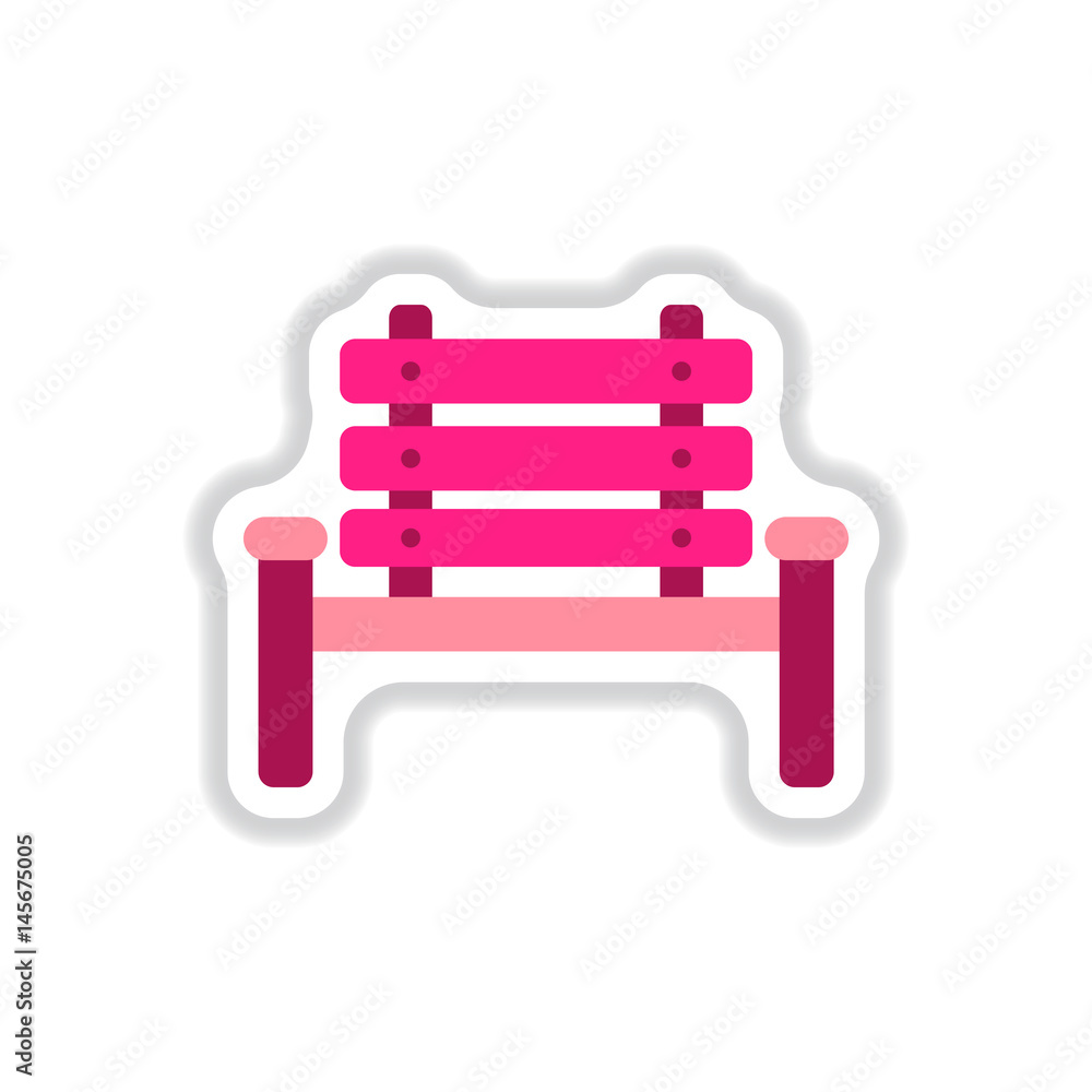 park seat in paper sticker style park seat in paper sticker style