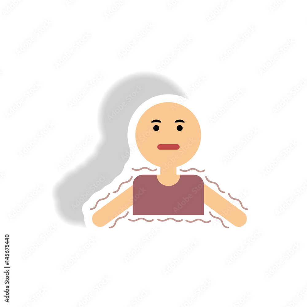 stylish icon in paper sticker style people cold stylish icon in paper sticker style people cold