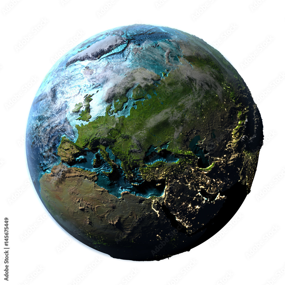 Fototapeta premium Europe on detailed planet Earth