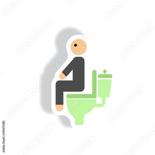 stylish icon in paper sticker style people diarrhea
