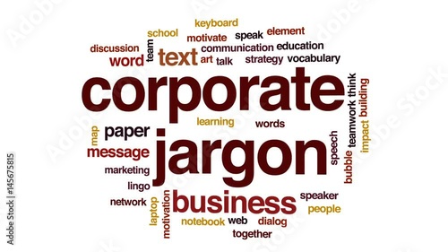 Corporate jargon animated word cloud, text design animation.