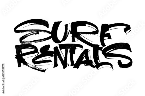 Surf Rentals. Modern Calligraphy Hand Lettering for Serigraphy Print