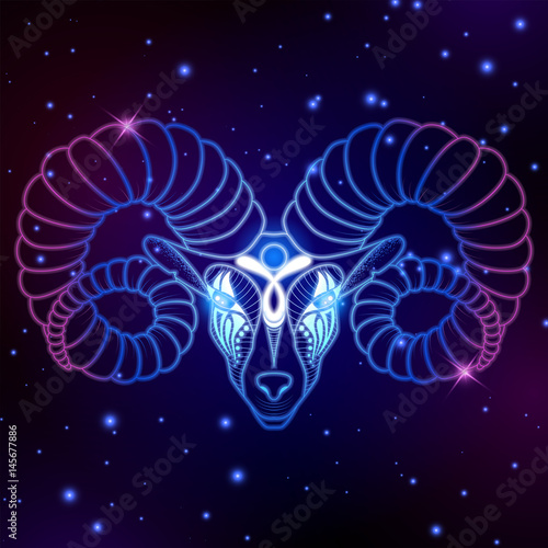Aries zodiac sign, horoscope symbol, vector illustration