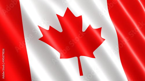 Foto Canadian flag waving in the wind. 3D illustration, close-up