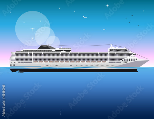 Cruise Ship vector Illustration.