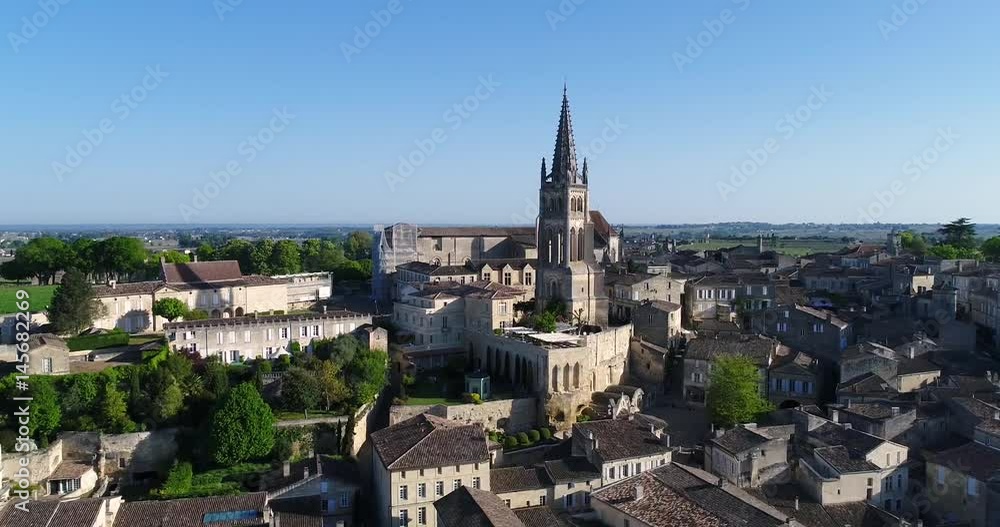 Aerial view of Saint-Emilion, one of the main red wine production areas of Bordeaux region Aerial view of Saint-Emilion, one of the main red wine production areas of Bordeaux region