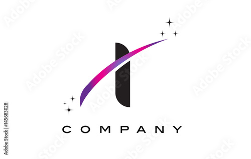 I Black Letter Logo Design with Purple Magenta Swoosh