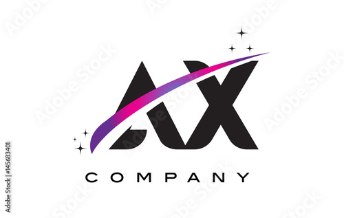 AX A X Black Letter Logo Design with Purple Magenta Swoosh