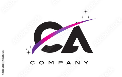 CA C A Black Letter Logo Design with Purple Magenta Swoosh