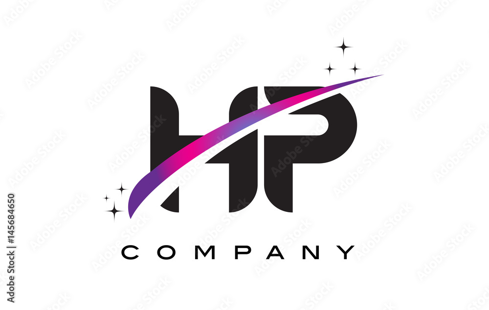 HP H P Black Letter Logo Design with Purple Magenta Swoosh HP H P Black Letter Logo Design with Purple Magenta Swoosh