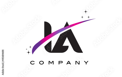 IA I A Black Letter Logo Design with Purple Magenta Swoosh