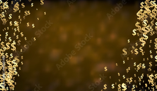 Blurred background with dollar signs.