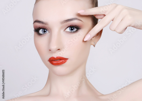 young Woman with red lips make up