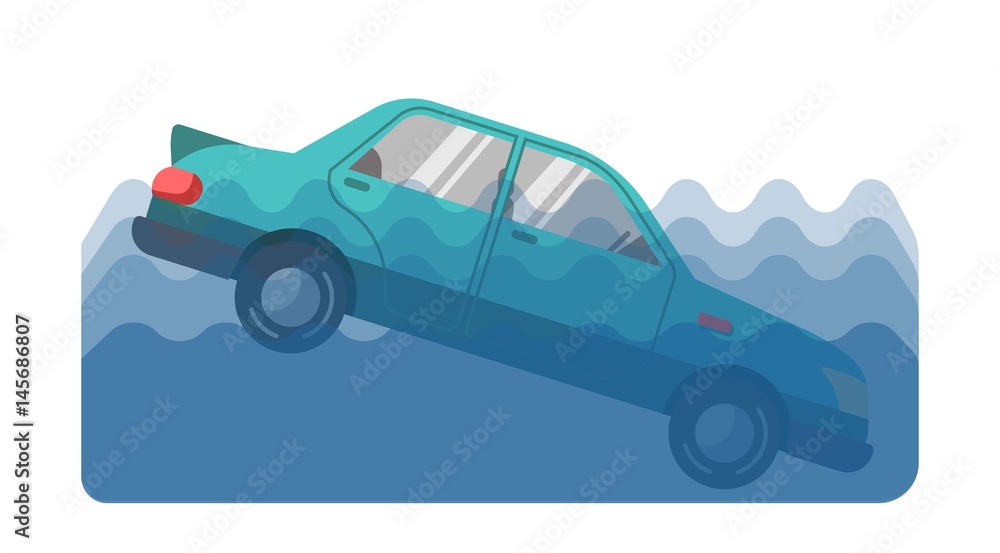 Fototapeta premium Car accident in water